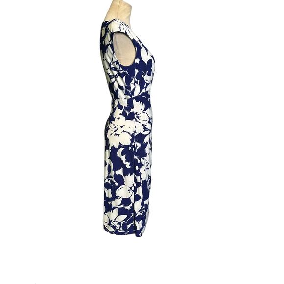 Ralph Lauren blue white floral cocktail dress size 6 - Picture 11 of 13